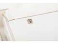 Lambertson Truex Bright Elongated White Leather Baguette Bag