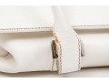 Lambertson Truex Bright Elongated White Leather Baguette Bag