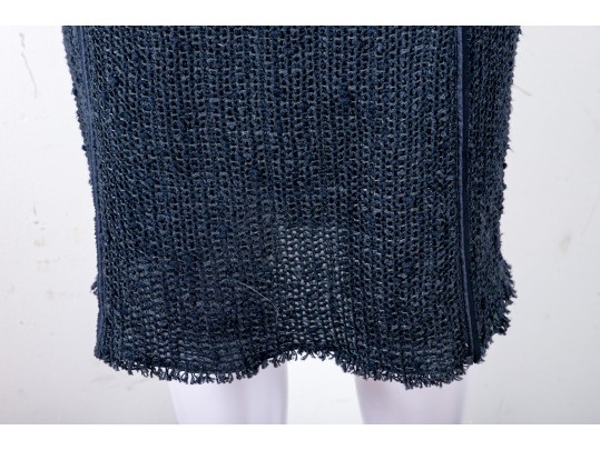 Prada Navy Blue Chunky-Knit Pencil Skirt Size 44