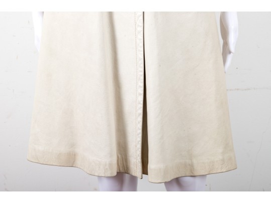 Pierre Cardin White Leather Short-Sleeve Trench Coat