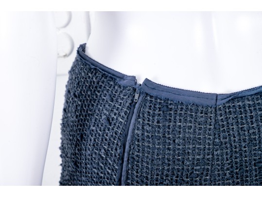 Prada Navy Blue Chunky-Knit Pencil Skirt Size 44