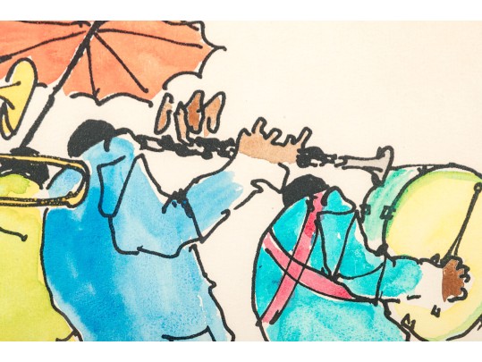 Leo Meiersdorff (American-German, 1934-1994) Watercolor On Paper, Jazz Marching Band