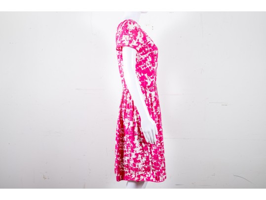 Oscar De La Renta Hot Pink And White Dress