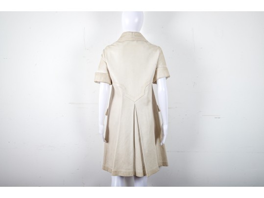 Pierre Cardin White Leather Short-Sleeve Trench Coat