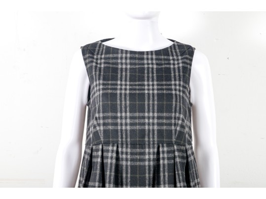 Burberry Black Plaid Wool Knee-Length Dress Size 8