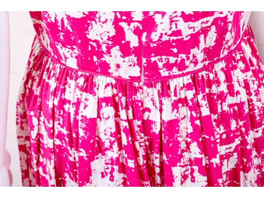 Oscar De La Renta Hot Pink And White Dress