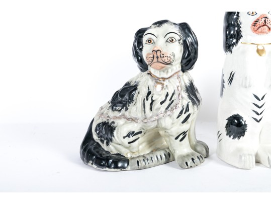 Garniture Trio Of Staffordshire Ceramic Dogs