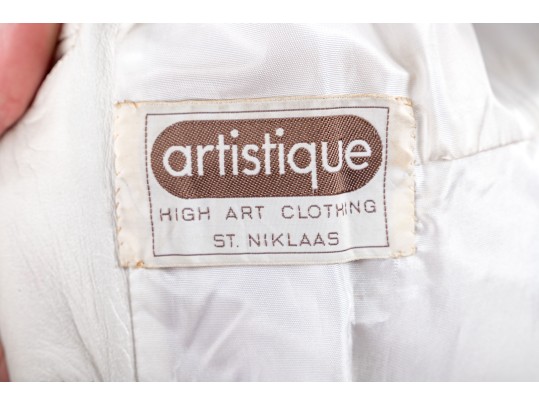 Pierre Cardin White Leather Short-Sleeve Trench Coat