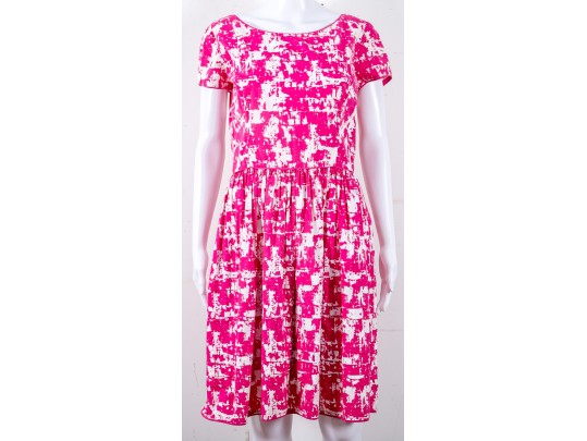 Oscar De La Renta Hot Pink And White Dress