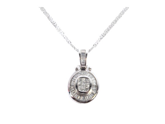 18k White Gold Moissanite Pendant Necklace