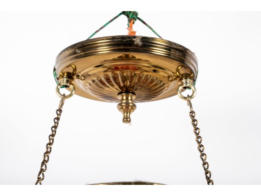 Hobnail Cranberry Glass Electric Chandelier With Prisms