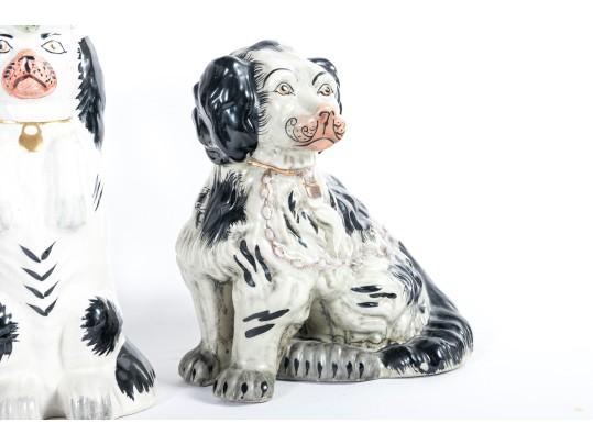 Garniture Trio Of Staffordshire Ceramic Dogs