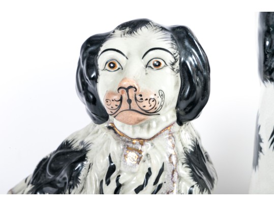 Garniture Trio Of Staffordshire Ceramic Dogs