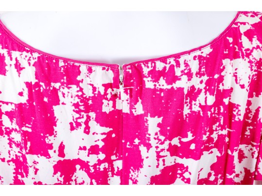 Oscar De La Renta Hot Pink And White Dress