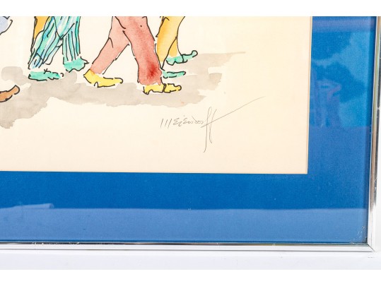 Leo Meiersdorff (American-German, 1934-1994) Watercolor On Paper, Jazz Marching Band