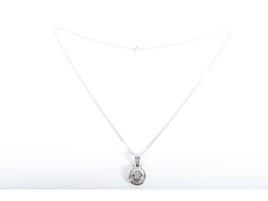 18k White Gold Moissanite Pendant Necklace