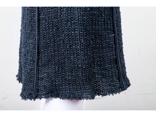 Prada Navy Blue Chunky-Knit Pencil Skirt Size 44