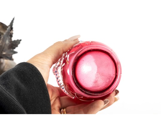 Meriden Sculptural Cranberry Glass Pickle Castor 