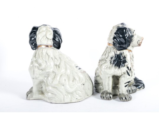 Garniture Trio Of Staffordshire Ceramic Dogs
