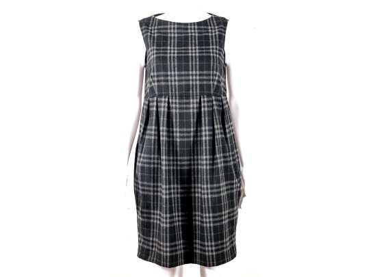 Burberry Black Plaid Wool Knee-Length Dress Size 8