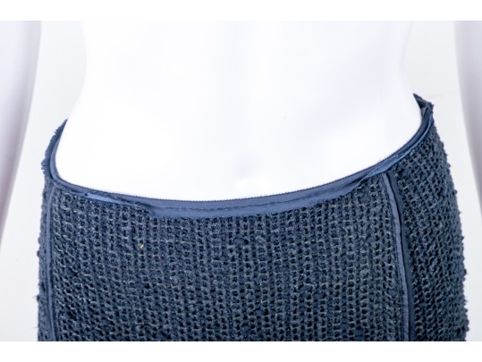 Prada Navy Blue Chunky-Knit Pencil Skirt Size 44