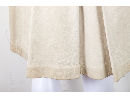 Pierre Cardin White Leather Short-Sleeve Trench Coat