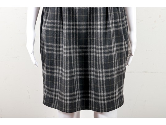 Burberry Black Plaid Wool Knee-Length Dress Size 8