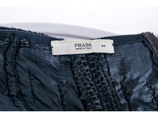 Prada Navy Blue Chunky-Knit Pencil Skirt Size 44