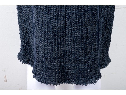 Prada Navy Blue Chunky-Knit Pencil Skirt Size 44