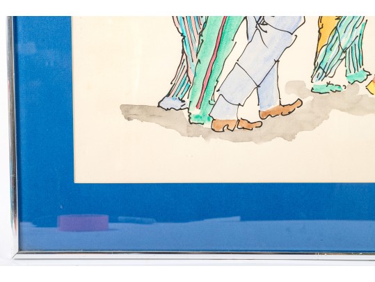 Leo Meiersdorff (American-German, 1934-1994) Watercolor On Paper, Jazz Marching Band