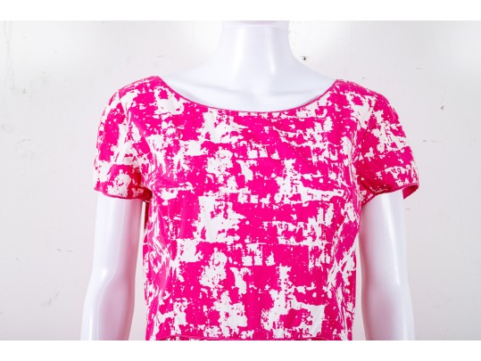 Oscar De La Renta Hot Pink And White Dress