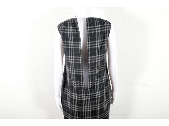 Burberry Black Plaid Wool Knee-Length Dress Size 8