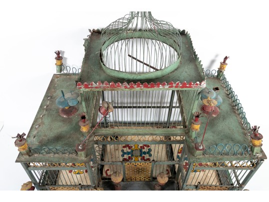 Impressive 1880's French Tole Birdcage