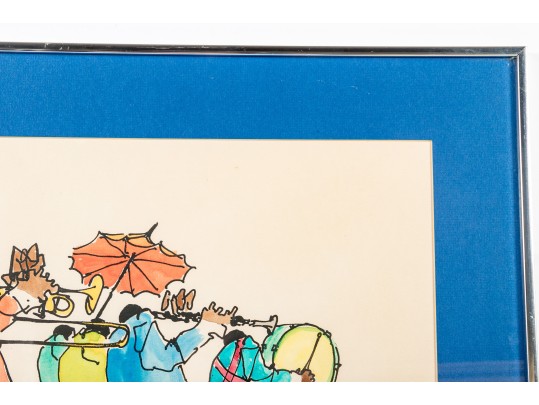 Leo Meiersdorff (American-German, 1934-1994) Watercolor On Paper, Jazz Marching Band