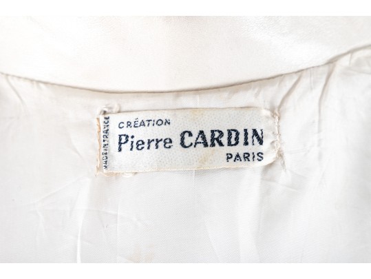 Pierre Cardin White Leather Short-Sleeve Trench Coat