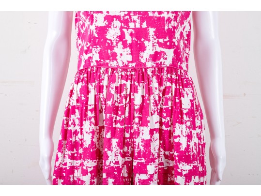 Oscar De La Renta Hot Pink And White Dress