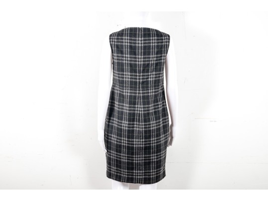 Burberry Black Plaid Wool Knee-Length Dress Size 8