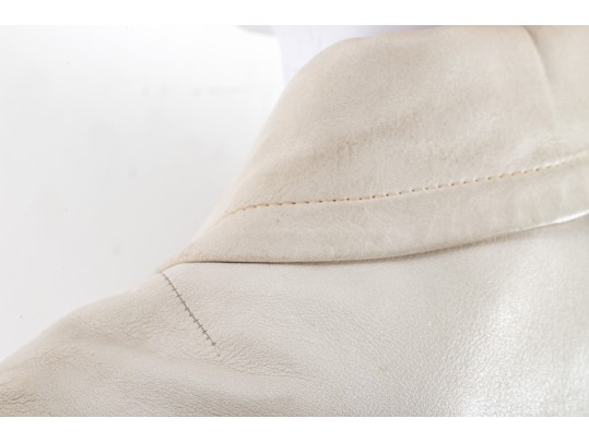 Pierre Cardin White Leather Short-Sleeve Trench Coat