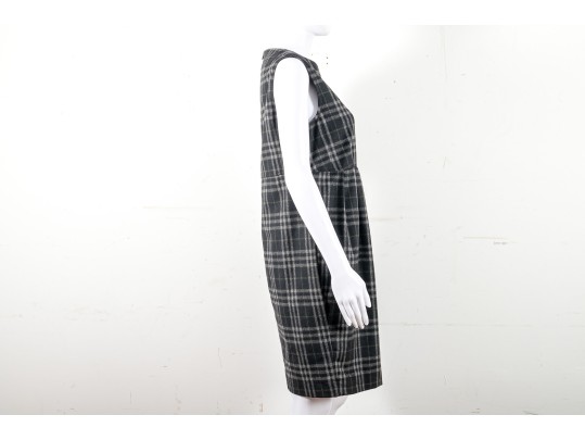 Burberry Black Plaid Wool Knee-Length Dress Size 8