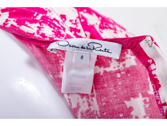 Oscar De La Renta Hot Pink And White Dress