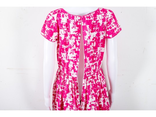 Oscar De La Renta Hot Pink And White Dress