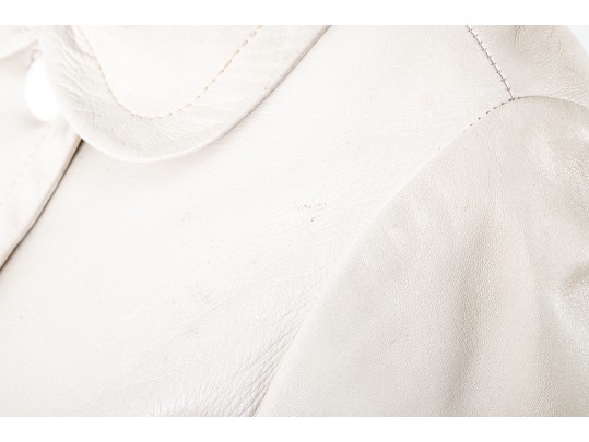 Pierre Cardin White Leather Short-Sleeve Trench Coat