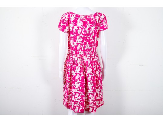 Oscar De La Renta Hot Pink And White Dress