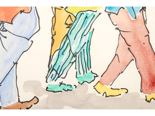 Leo Meiersdorff (American-German, 1934-1994) Watercolor On Paper, Jazz Marching Band