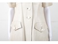 Pierre Cardin White Leather Short-Sleeve Trench Coat