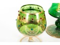 Ornately Gilt Green Glass Pokal Vase And Chalices, Likely Empoli Rossini