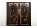 Antique Black-Lacquered Chinese Marriage Cabinet