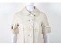 Pierre Cardin White Leather Short-Sleeve Trench Coat