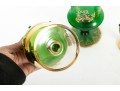 Ornately Gilt Green Glass Pokal Vase And Chalices, Likely Empoli Rossini