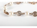 14k Yellow Gold Chinese Motif Cultured Pearl Bracelet